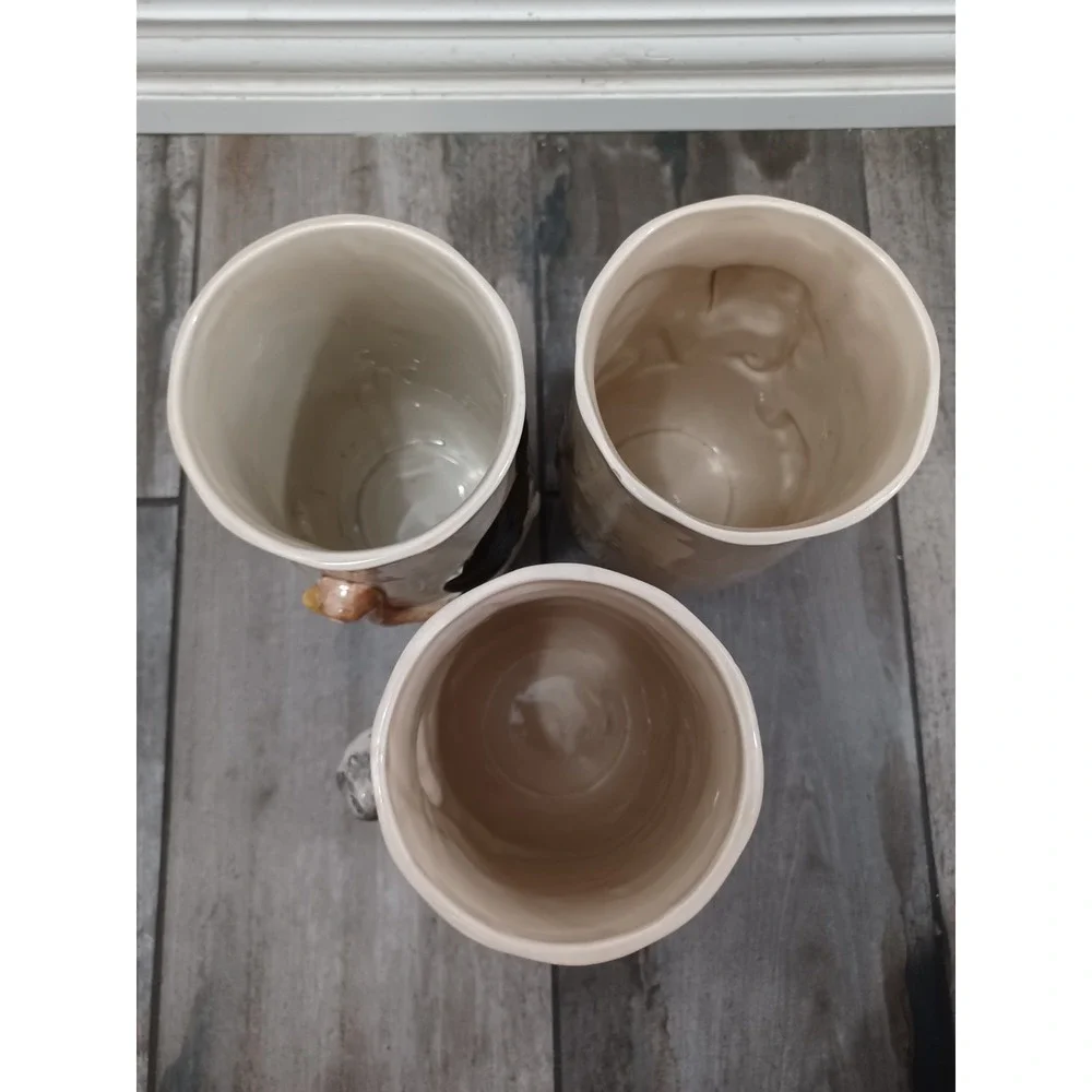 3 Vintage Quon Quon Ceramic Vessel Hand-Painted 3D Elephant Hippo Ostrich